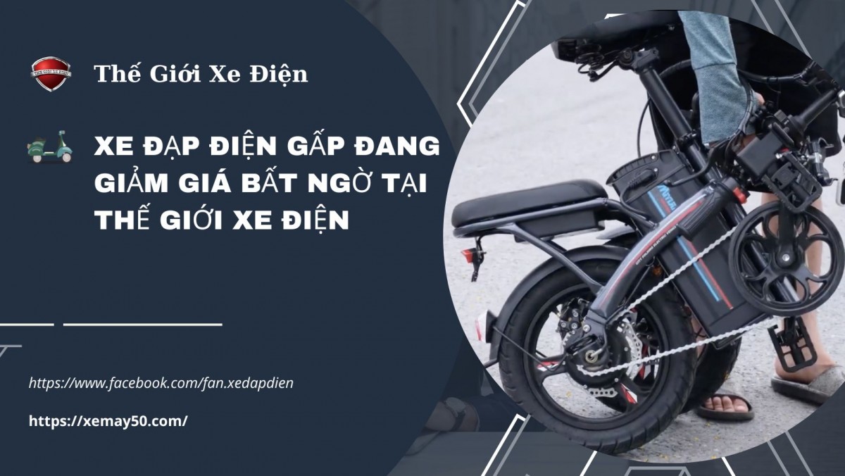 Xe đạp điện gấp đang giảm giá bất ngờ tại Thế Giới Xe Điện